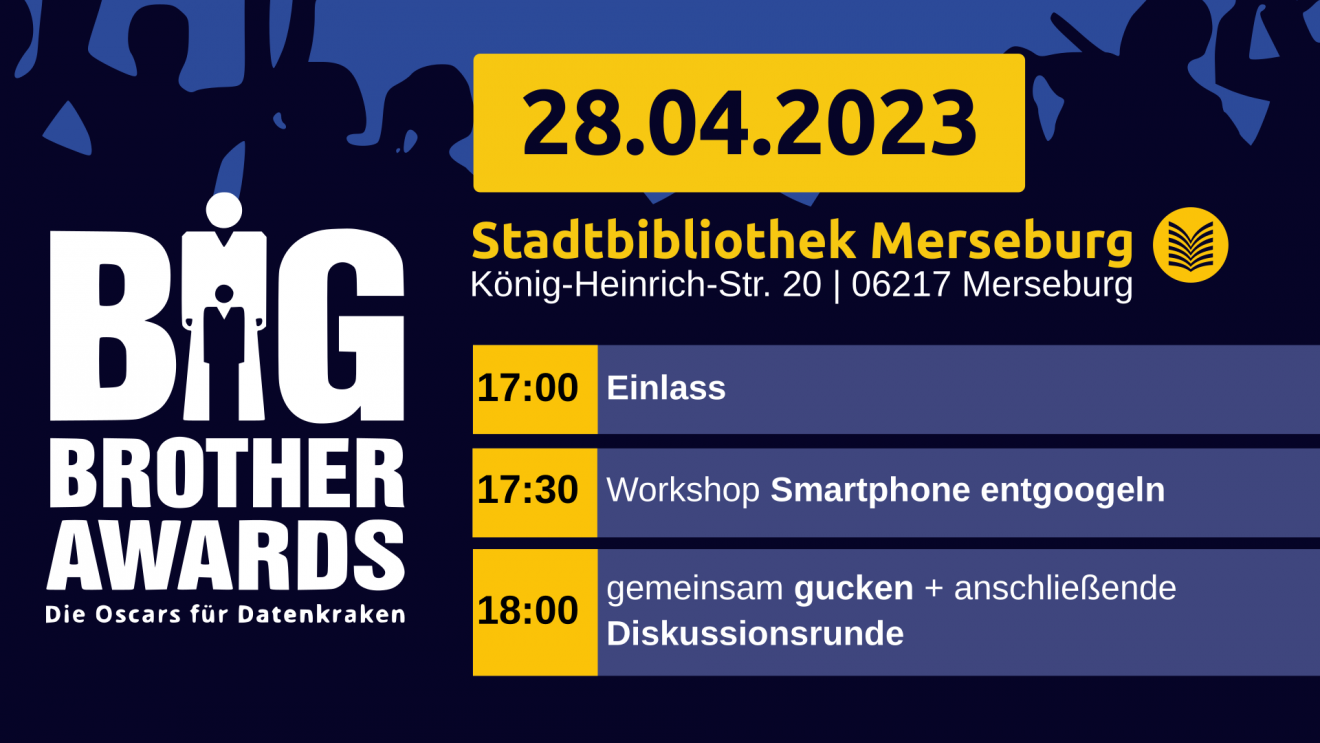 BigBrotherAwards im Livestream und in der Stadtbibliothek Merseburg