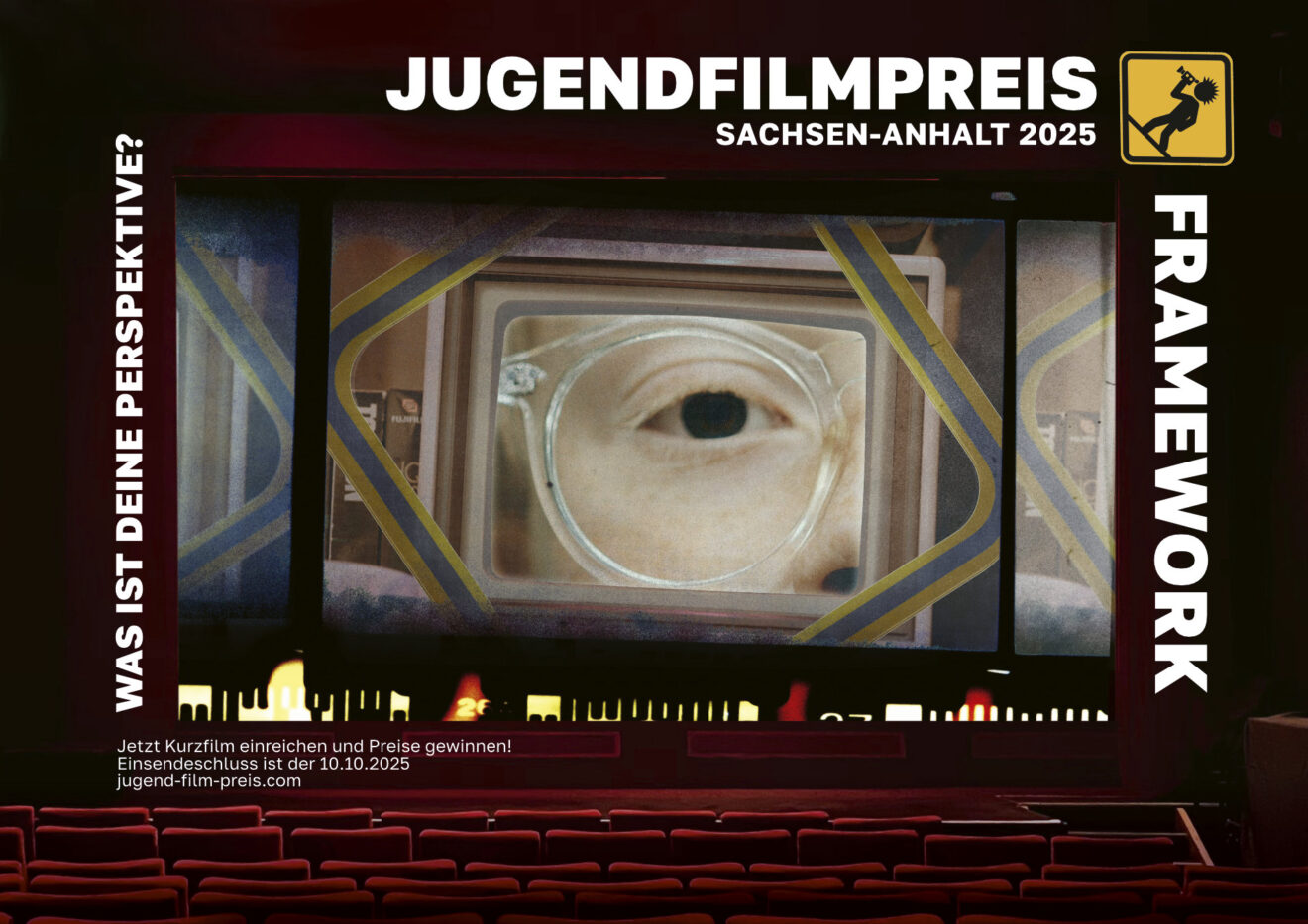 Jugendfilmpreis Sachsen-Anhalt 2025. Framework - Was ist deine Perspektive? Jetzt Kurzfilm einreichen und Preise gewinnen! Einsendeschluss ist der 10.10.2025. jugend-film-preis.com